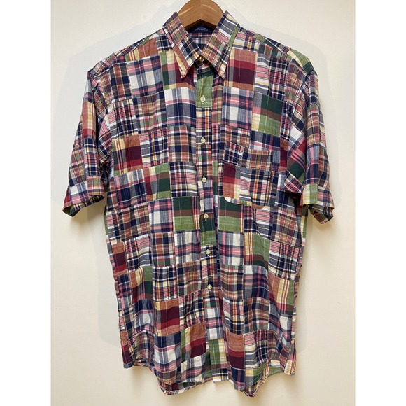 Bay Hill Collection Other - Bay Hill Collection Patchwork Button Down Men Medium Short Sleeve Plaid